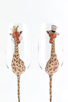 Giraffe Bride and Groom Champagne Flute