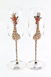 Giraffe Bride and Groom Champagne Flute