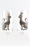 Cat Bride and Groom Champagne Flutes