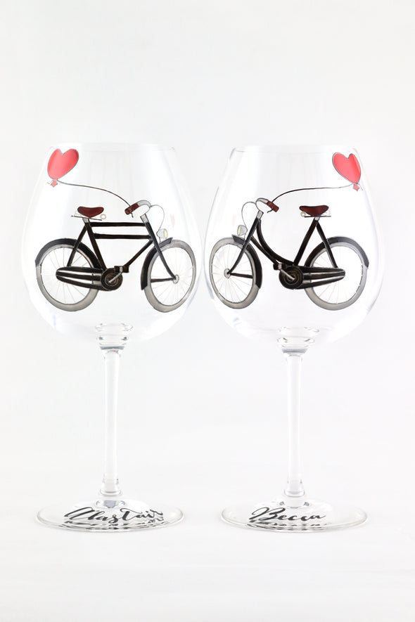 Bicycle Lovers Wine Goblets