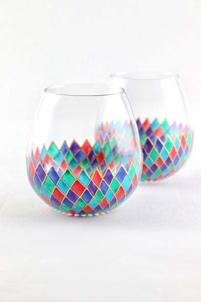 Harlequin Stemless Glass