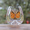 Tortoiseshell Butterfly and Lavender Stemless Glasses