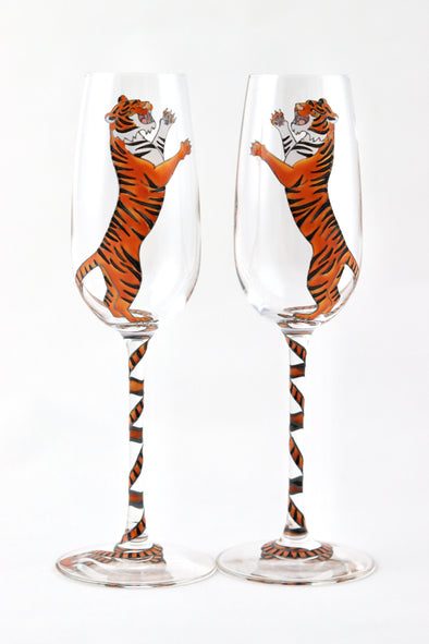 Leaping Tiger Champagne Flute
