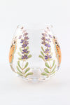 Tortoiseshell Butterfly and Lavender Stemless Glasses