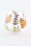 Tortoiseshell Butterfly and Lavender Stemless Glasses