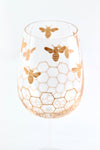 Gold Bees WIne Glass