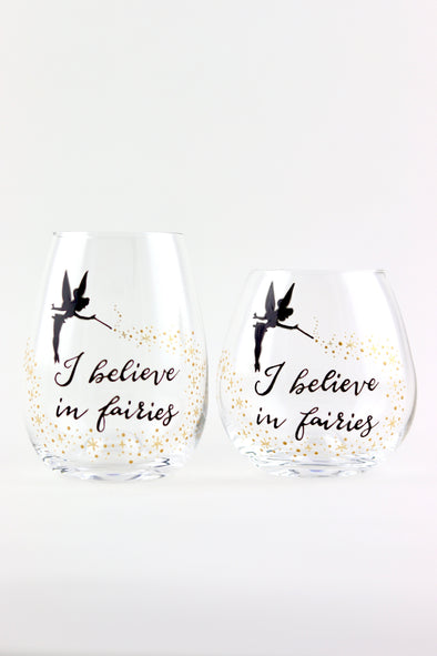 I Believe in Fairies Stemless Wine Glass