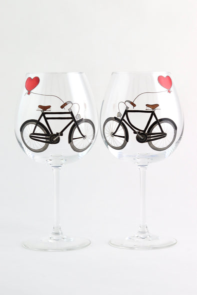 Bicycle Lovers Wine Goblets