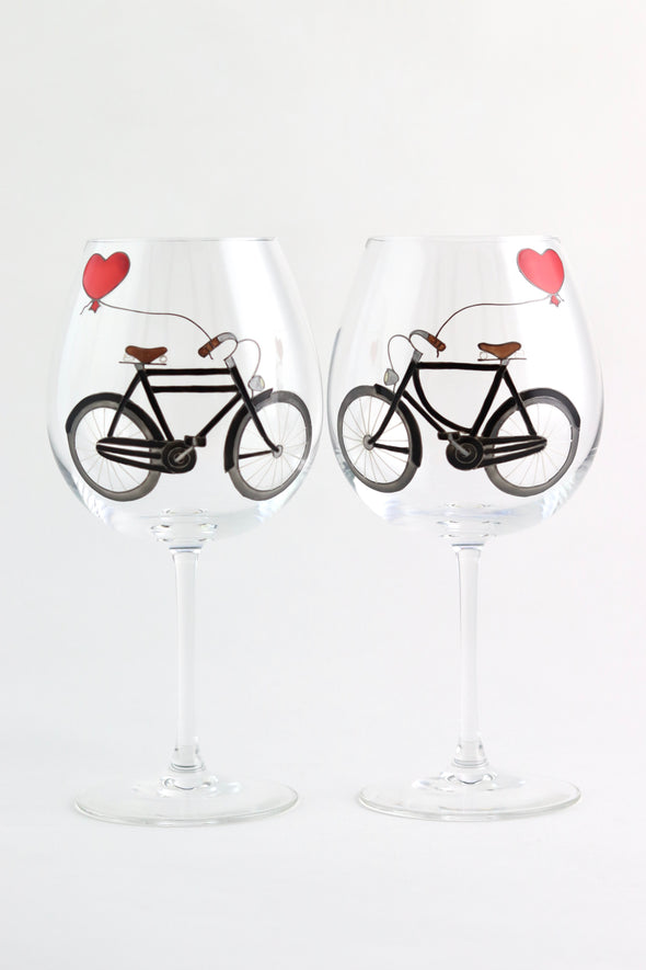 Bicycle Lovers Wine Goblets