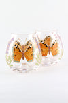 Tortoiseshell Butterfly and Lavender Stemless Glasses