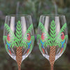 Palm and Parrots Wine Glass