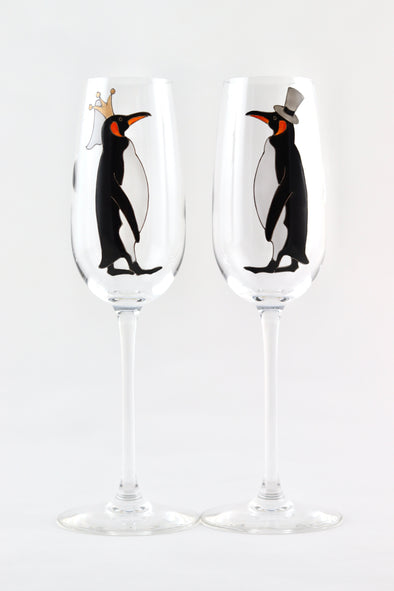 Bride and Groom Penguin Flutes