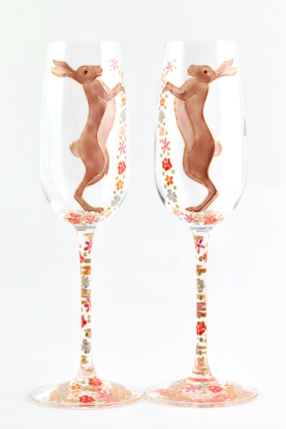 Dancing Hares Champagne Flute