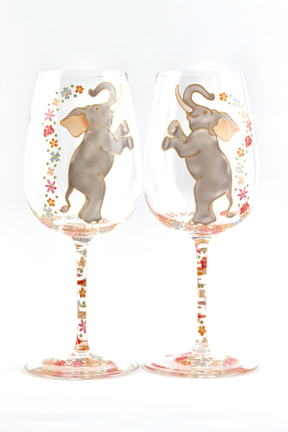 Dancing Elephants Wine Glasses