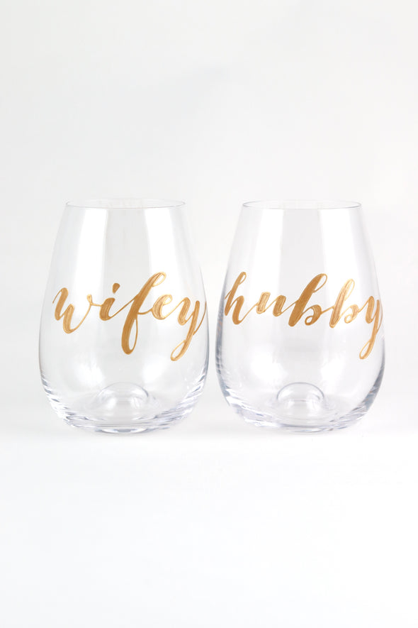 Personalised Stemless Wine Glasses