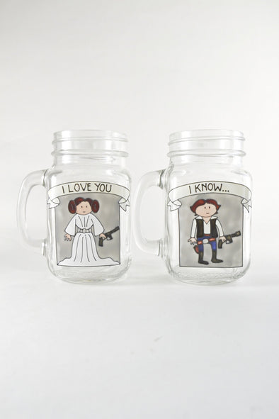 Leia and Han Solo Drinking Jars