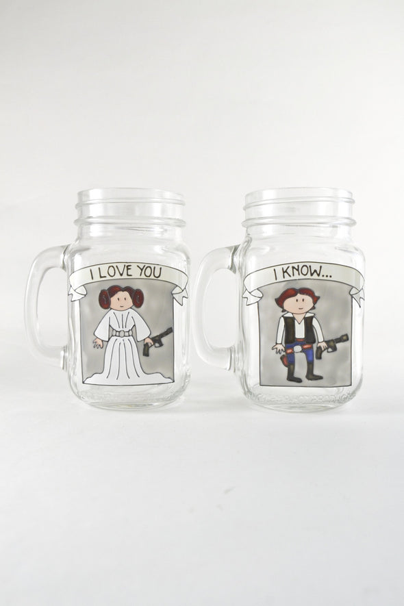 Leia and Han Solo Drinking Jars