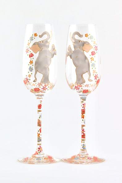 Dancing Elephants Champagne Flutes