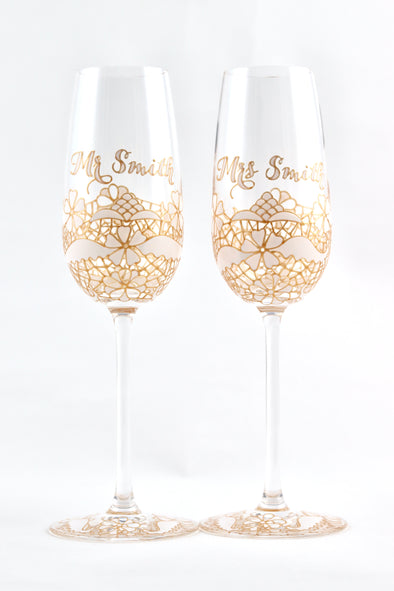 Personalised Lace Detail Flute