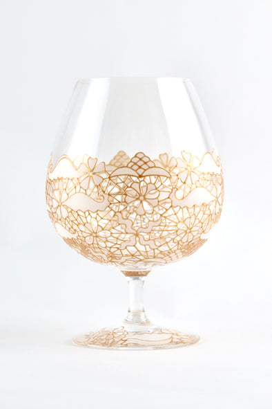 White Lace Brandy Glass