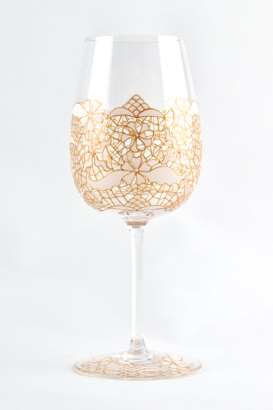 White Lace Wine Glass