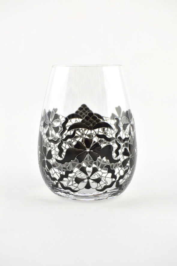 Black Lace Stemless Glasses (2 sizes)